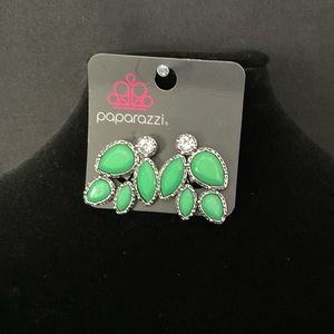 Green clip on earrings